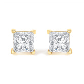 IGI Certified 14k Yellow Gold 1/2 Cttw 4-Prong Set Princess-Cut Solitaire Diamond Push Back Stud Earrings (L-M Color, I1-I2 Clarity)